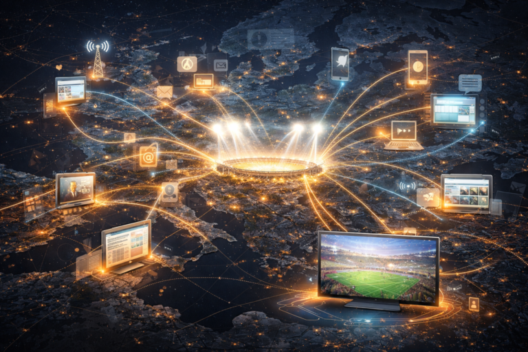 Abstract view of live football influencing European media consumption habits.
