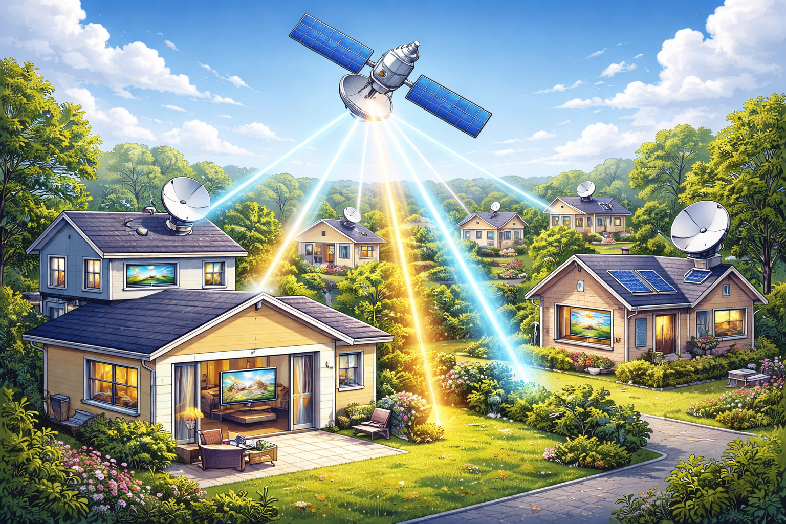 Free-to-air television distribution using Astra 19.2°E satellite.