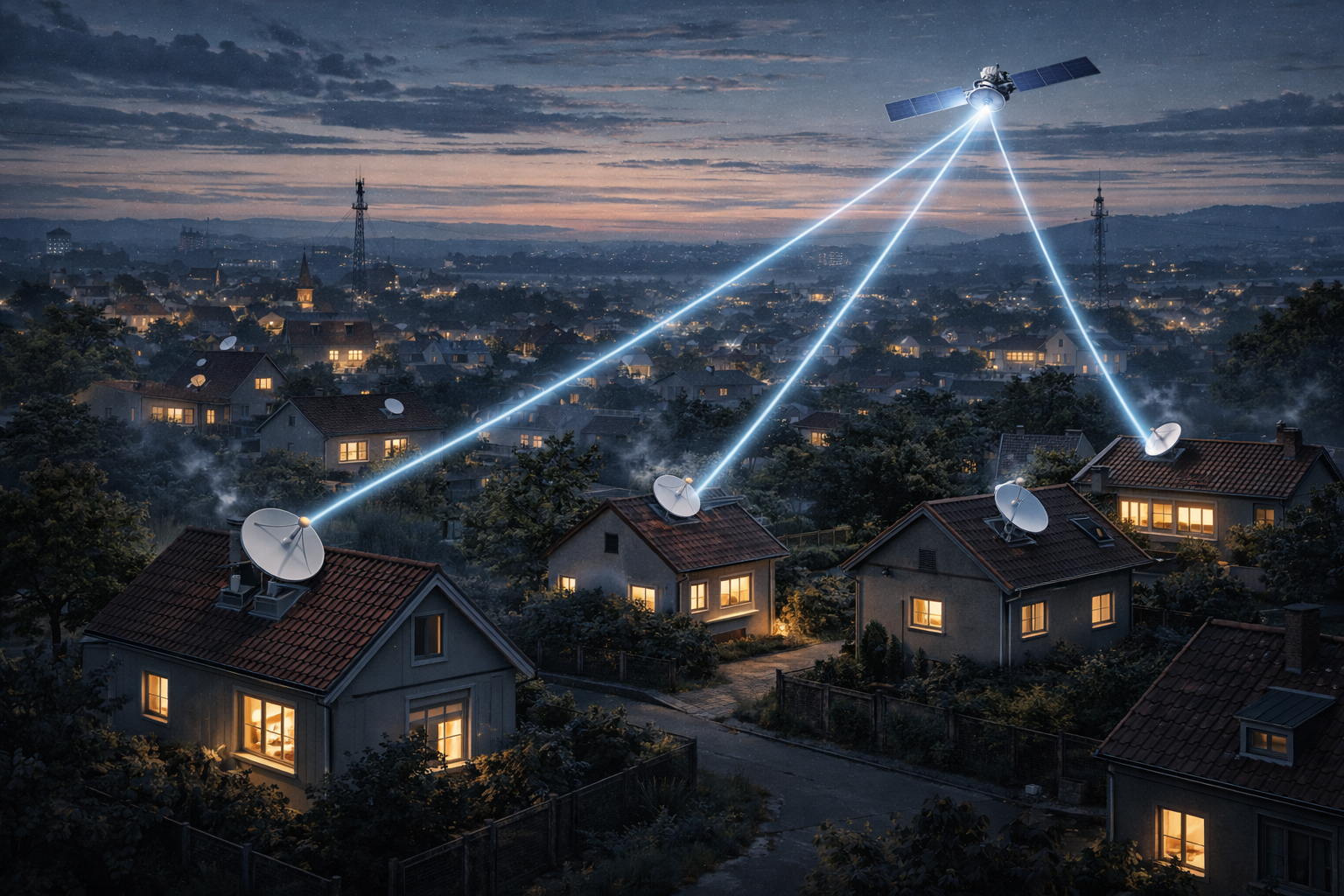 Ground infrastructure supporting Astra 19.2°E satellite broadcasting.