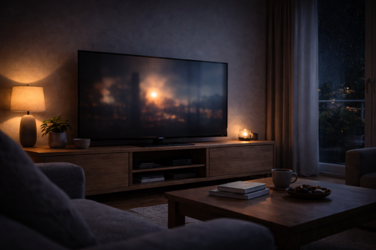 TV glowing at night representing well known TV channels in Germany in 2026.