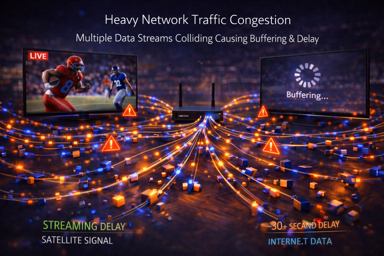 Network congestion affecting live streaming performance and causing buffering