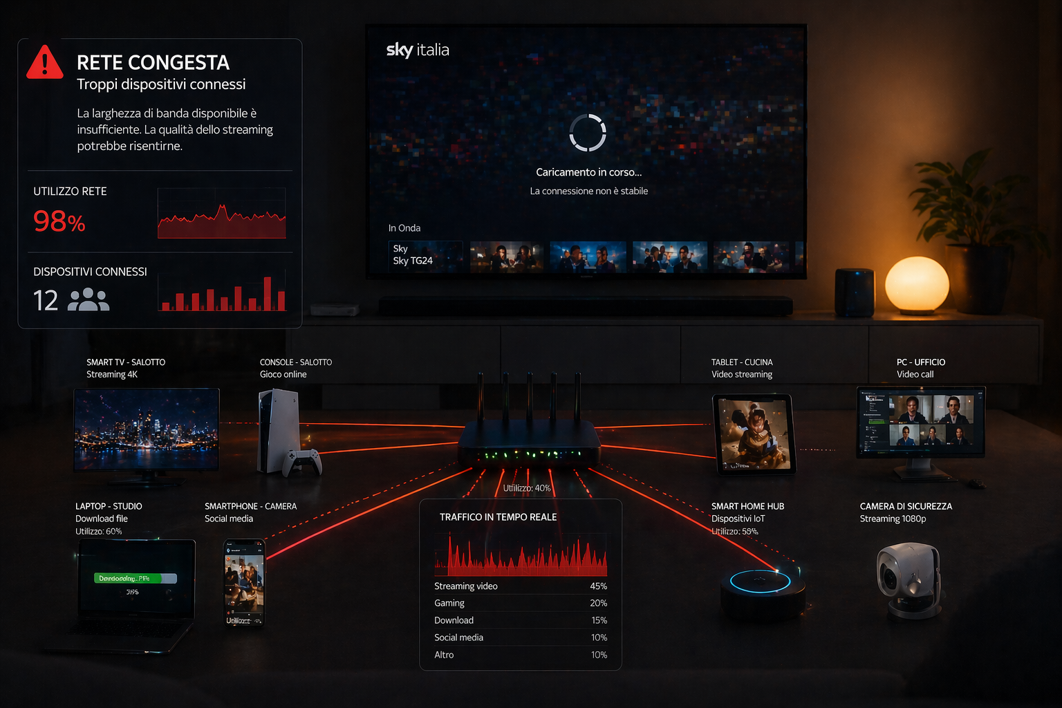 Sky Italia streaming drops during peak hours due to network congestion