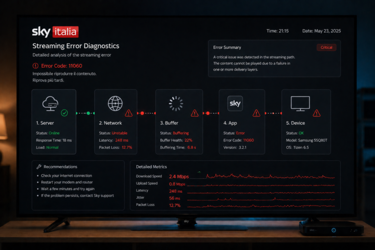 Sky Italia streaming errors explained through server network buffer app and device layers