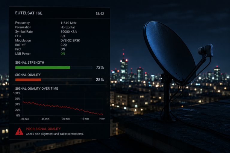 Eutelsat 16E signal becoming unstable during nighttime.